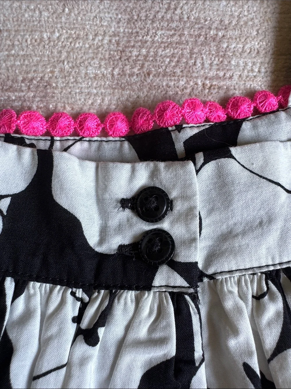 The Children's Place Black and White Floral Sundress with Pink Accents 9-12M